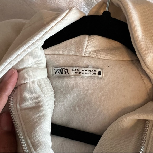 Zara Cream Half Zip Hooded Boxy Sweater size M - Picture 4 of 8